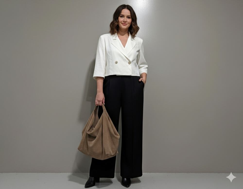Fiorla Designer Ivory Silk Linen Cropped blazer Top Luxurious Minimalist Sz 4-L